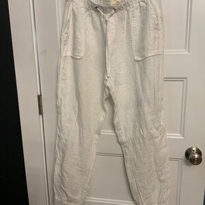 100% white linen pants